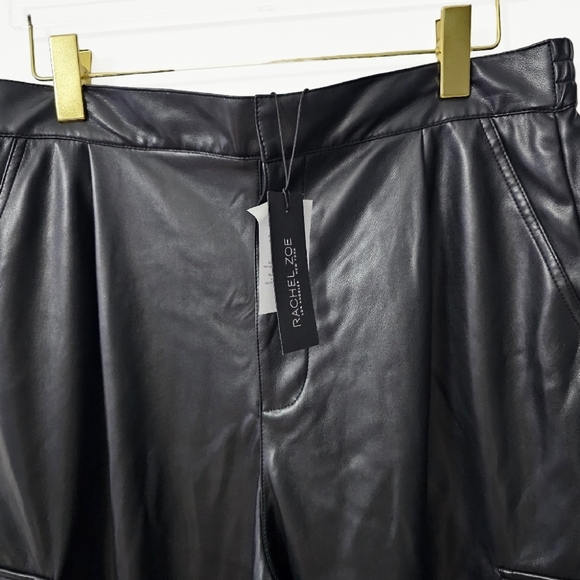 NWT ♥︎ RACHEL ZOE ♥︎ The PERFECT Wide Leg Black Faux Leather Cargo Pants - Picture 4 of 8